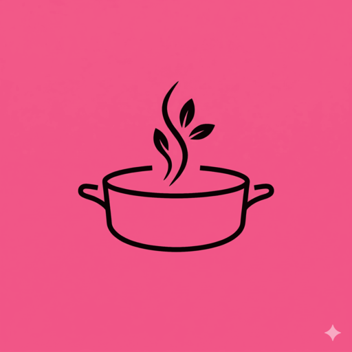 logo de cocina errante formado por una cazuela en estilo de linea y fondo rosa mexicano